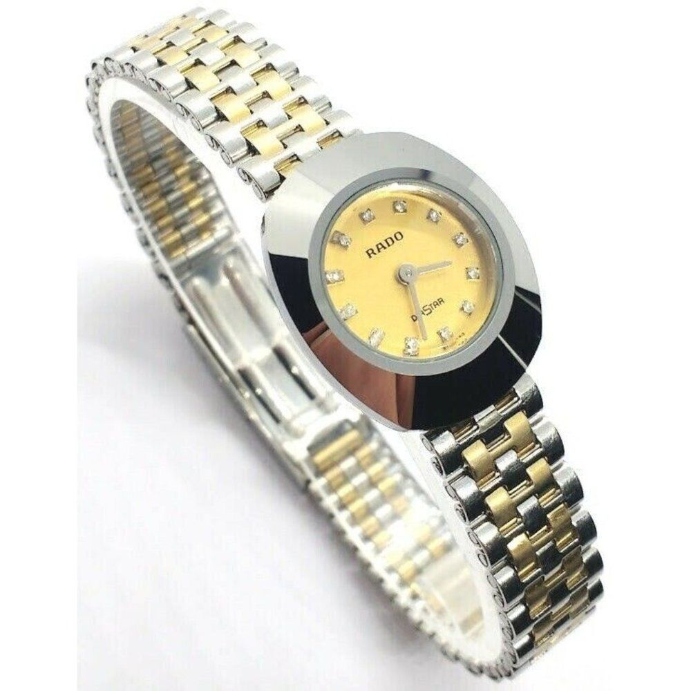 Rado Diastar Two-Tone Diamond Dial Gold Plated Stainless Steel Women's Watch